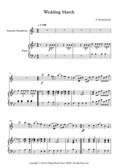 Wedding March - Felix Bartholdy Mendelssohn (Soprano Sax + Piano)