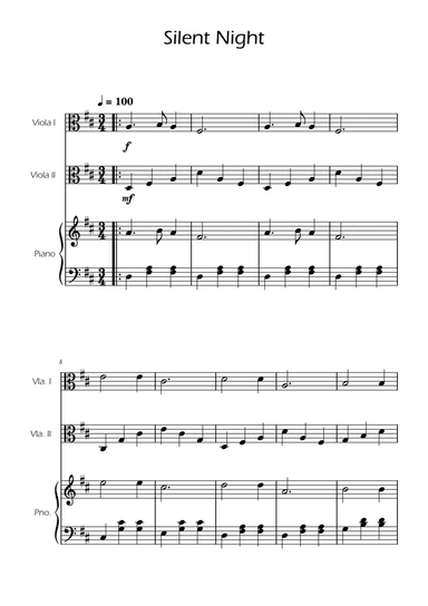 Silent Night - Viola Duet w/ Piano