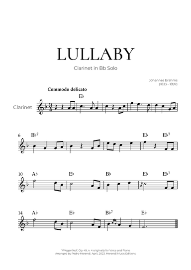 Lullaby (Clarinet Solo) - Johannes Brahms
