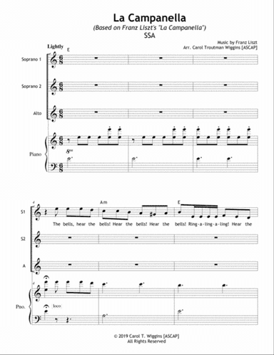 La Campanella (Based on Franz Liszt's "La Campanella") SSA