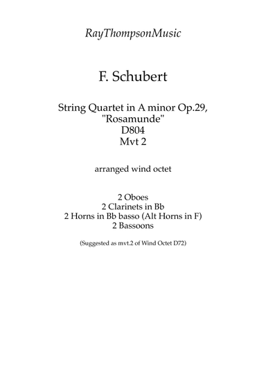 Schubert: String Quartet in A minor Op.29, "Rosamunde" D804 Mvt 2 - wind octet