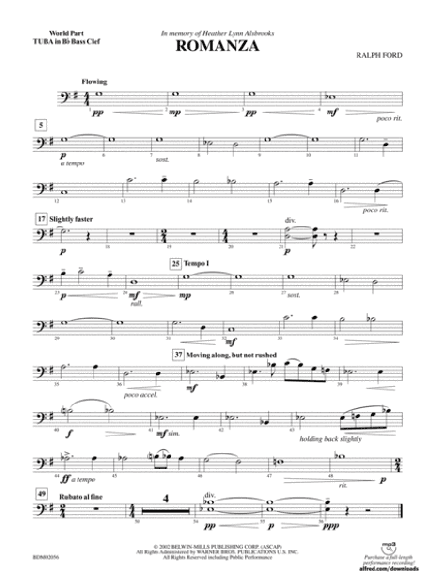 Romanza: (wp) B-flat Tuba B.C.