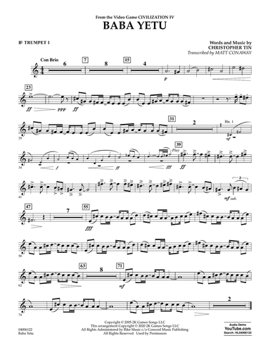 Baba Yetu (from Civilization IV) (trans. Matt Conaway) - Bb Trumpet 1