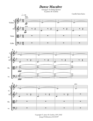 Saint-Saëns: Danse Macabre for String Quartet