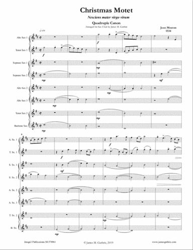 Mouton: Christmas Motet for Sax Choir