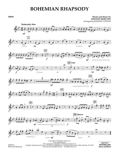 Bohemian Rhapsody (arr. Johnnie Vinson) - Oboe