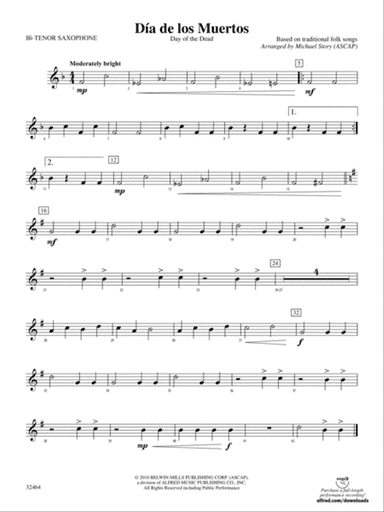Día de los Muertos: B-flat Tenor Saxophone