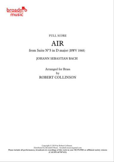 AIR FROM SUITE IN D (BWV 1068) (Bach) - Score only