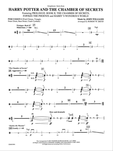 Harry Potter and the Chamber of Secrets, Symphonic Suite from: 1st Percussion