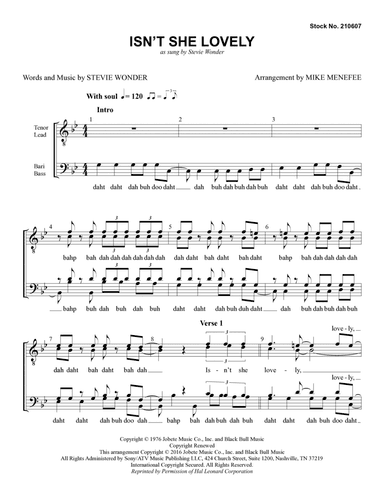 Isn't She Lovely (arr. Mike Menefee)