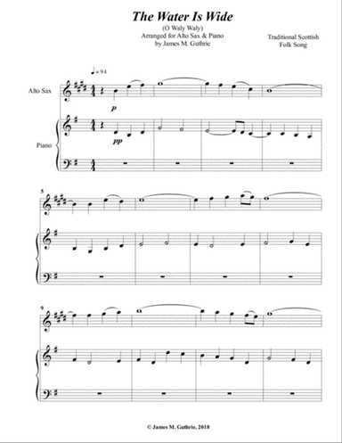 The Water is Wide for Alto Sax & Piano