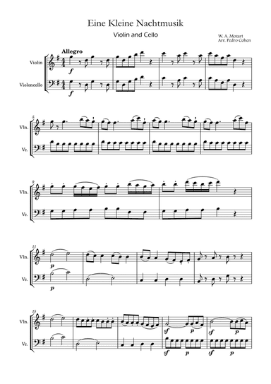 Eine Kleine Nachtmusik - violin and cello version