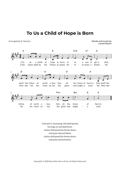 To Us a Child of Hope is Born (Key of A Major)