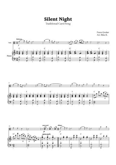 Silent Night for Viola and Piano