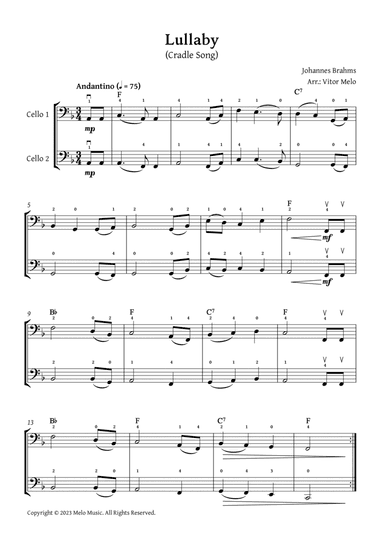 Brahms Lullaby - Cello duet