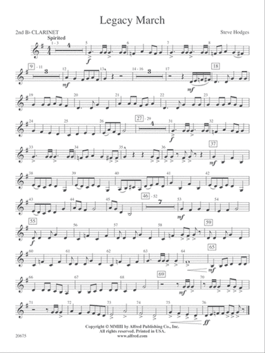 Legacy March: 2nd B-flat Clarinet