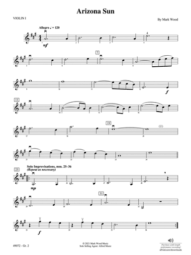 Arizona Sun: Violin 1 - Grade 2