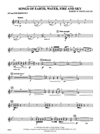 Songs of Earth, Water, Fire and Sky: 1st & 2nd F Horns