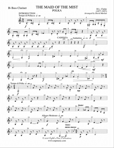 The Maid of the Mist (Solo Cornet and Concert Band): B-flat Bass Clarinet