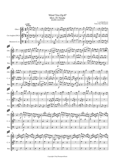 Beethoven: Wind Trio in C Major Op.87 Mvt.IV Finale - double reed trio (Ob.,C.A.,Bsn.)