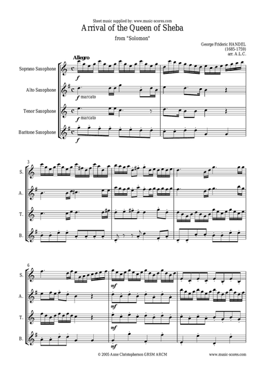 Arrival of the Queen of Sheba - Sax Quartet