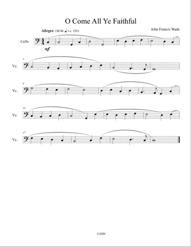 O Come All Ye Faithful for solo cello