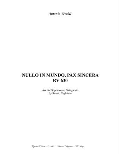 NULLO IN MUNDO, PAX SINCERA - Vivaldi - Arr. for Soprano and String Trio