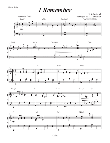 I Remember (Piano solo)