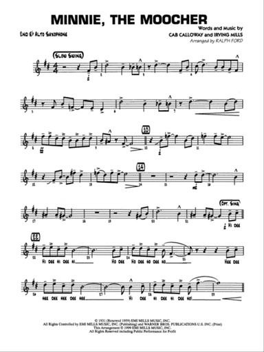 Minnie the Moocher: 2nd E-flat Alto Saxophone