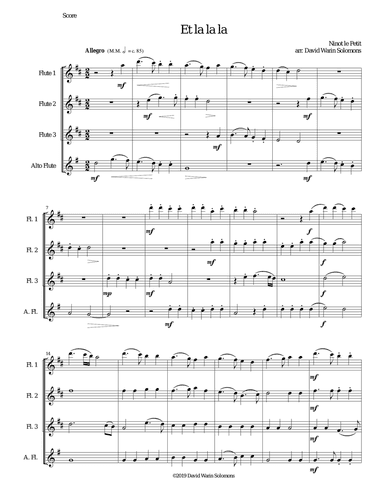 Et la la la for flute quartet (3 C flutes and 1 alto flute)