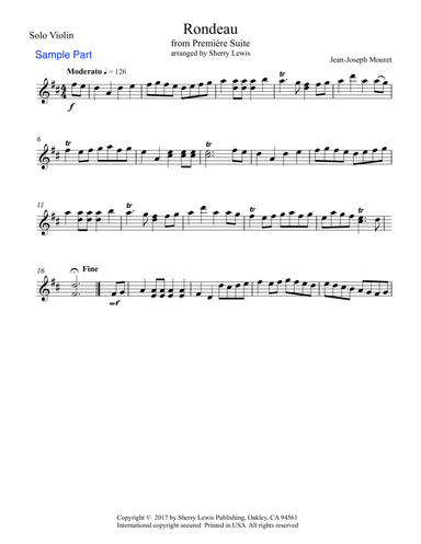 RONDEAU by Mouret, Violin Solo, Intermediate Level