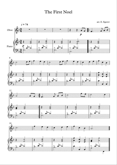The First Noel, For Oboe & Piano