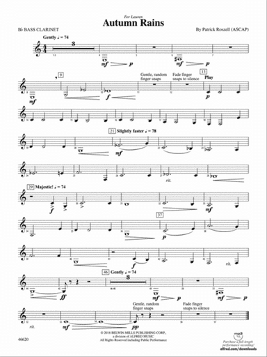 Autumn Rains: B-flat Bass Clarinet