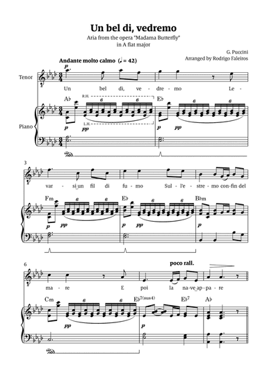Un Bel Di Vedremo (from Madama Butterfly) - for Tenor - in Ab major