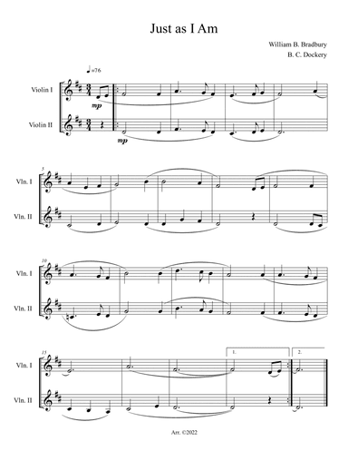 Just As I Am (Violin Duet)