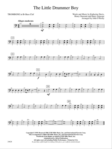 The Little Drummer Boy: (wp) 1st B-flat Trombone B.C.