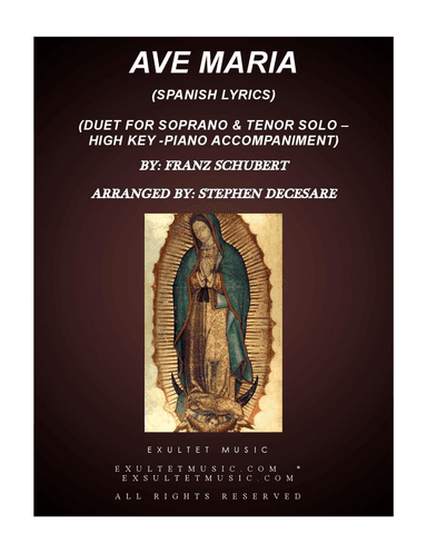 Ave Maria (Spanish Lyrics - Duet for Soprano & Tenor Solo - High Key - Piano)