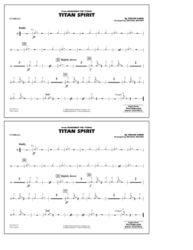 Titan Spirit (from Remember the Titans) (arr. Michael Brown) - Cymbals