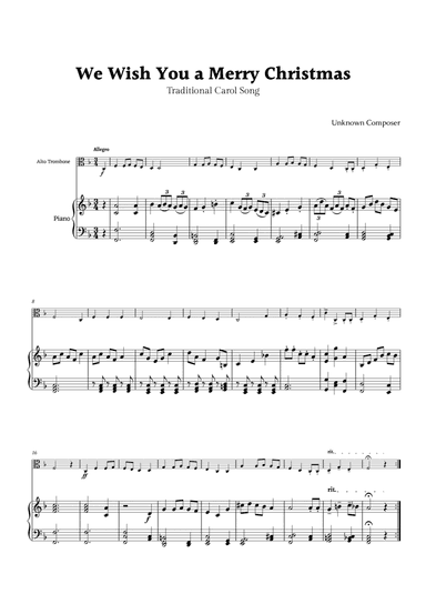 We Wish you a Merry Christmas for Alto Trombone and Piano