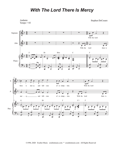 With The Lord There Is Mercy (for 2-part choir - (SA)