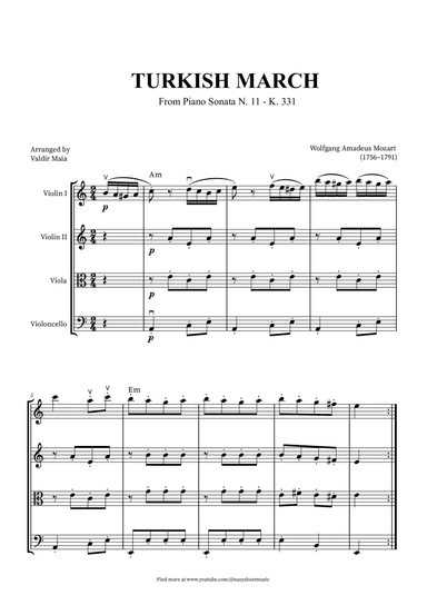 Turkish March - String Quartet + CHORDS