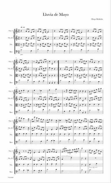"Lluvia de Mayo" for string quartet