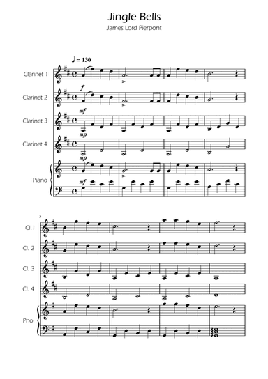 Jingle Bells - Clarinet Quartet w/ Piano