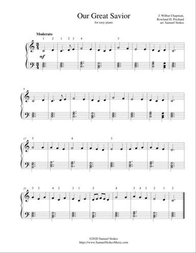 Our Great Savior (Jesus, What a Friend for Sinners) - for easy piano