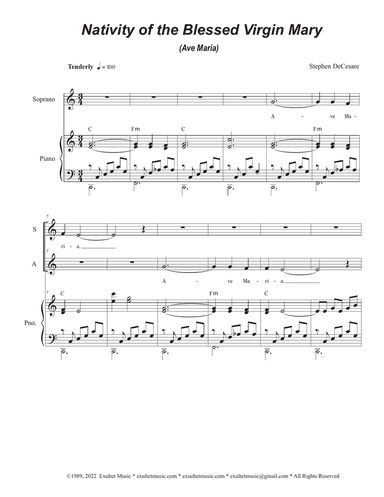 Nativity of the Blessed Virgin Mary (Ave Maria) (Duet for Soprano and Alto solo)