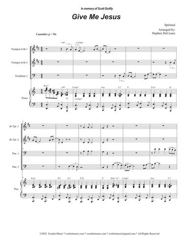 Give Me Jesus (Brass Quartet and Piano - Alternate Version)