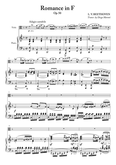 Romance in F for Viola and Piano