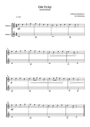 Ode to Joy for guitar duo.