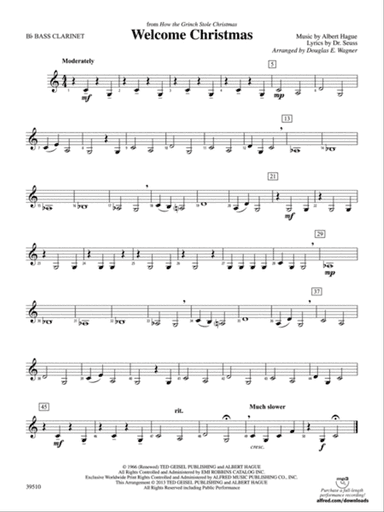 Welcome Christmas (from How the Grinch Stole Christmas): B-flat Bass Clarinet