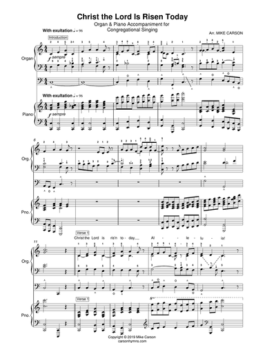 Christ the Lord Is Risen Today - Organ & Piano Acc.